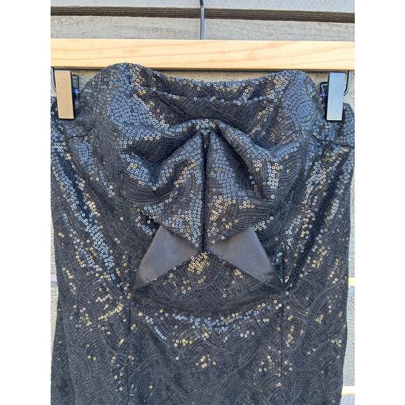 ABS Alan Schwartz sparkly sequin black strapless mini dress, sz 6 - Picture 3 of 6